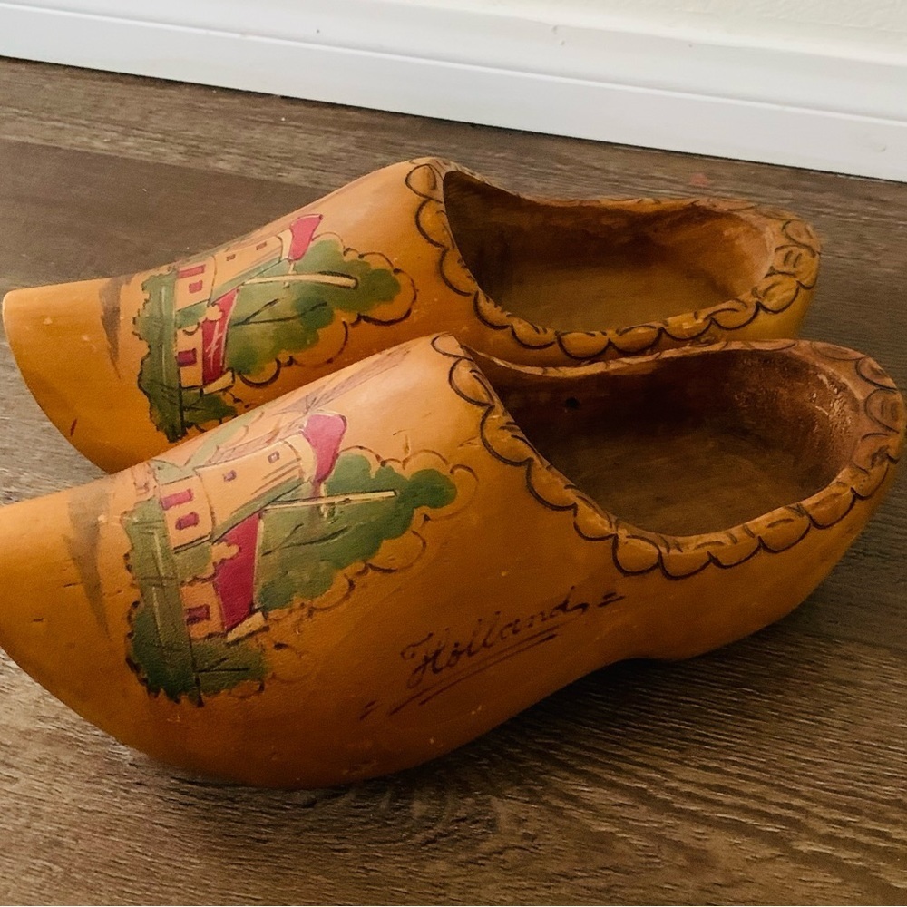 Wooden hand carved shoes